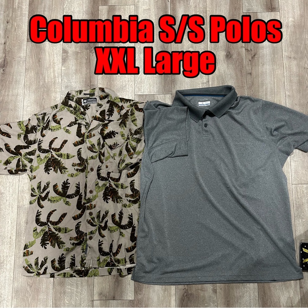 Columbia S/S Polo Shirts XXL and Large Both In Great Condition Party tee Casual